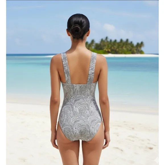 SeaFancy Monochrome Cross-Front One Piece Swimsuit, L, NWT✔️ - Picture 4 of 4